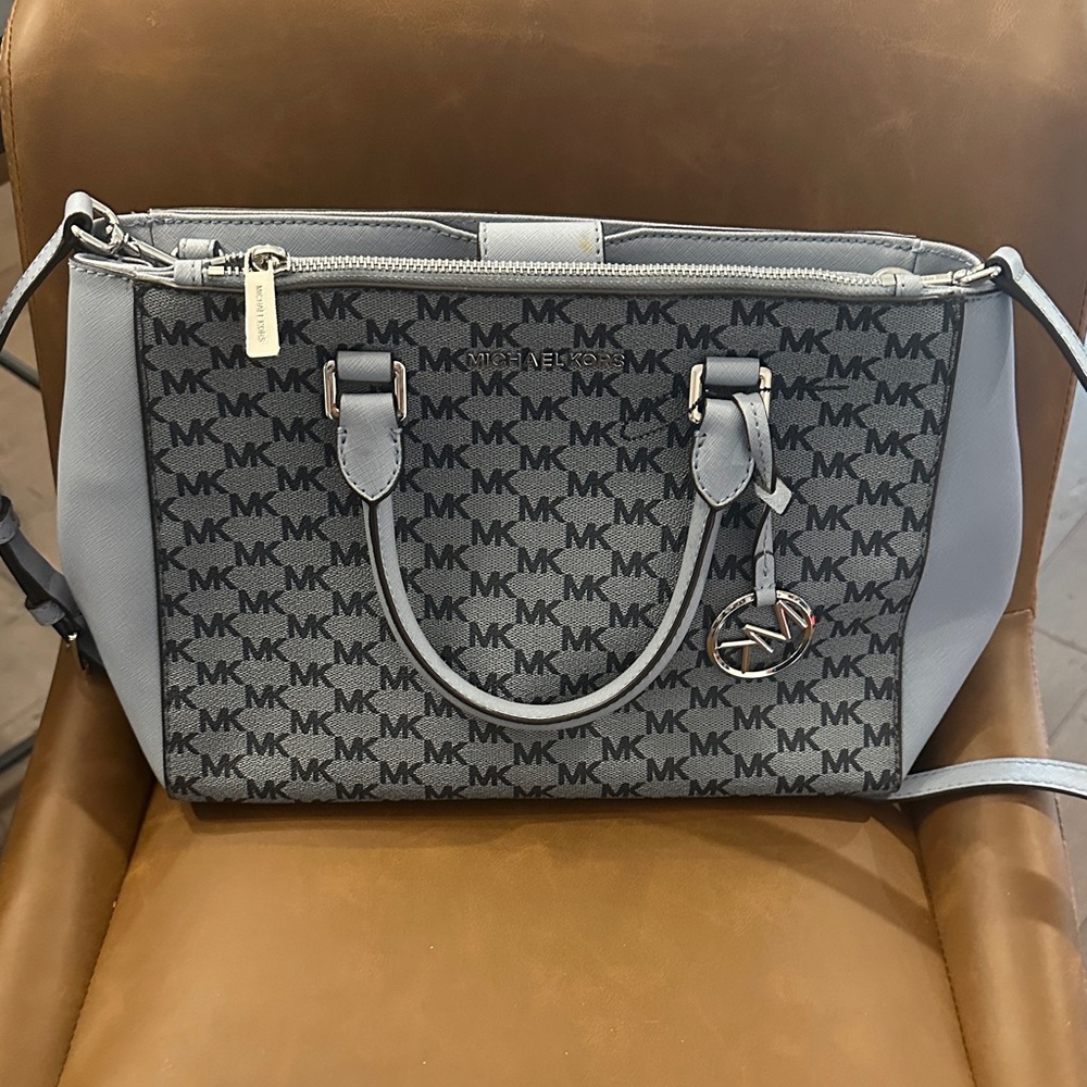 Michael Kors Blue and Gray Satchel